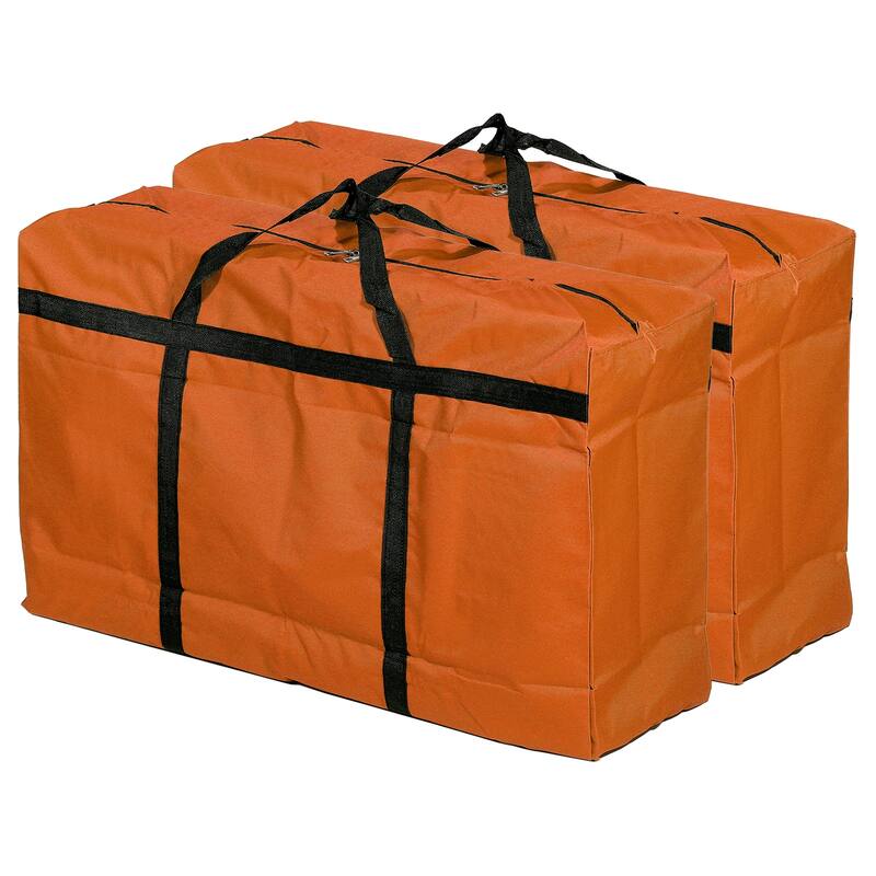 2pcs Storage Tote with Zippers 125L Capacity Moving Tote Bags for Clothes Orange
