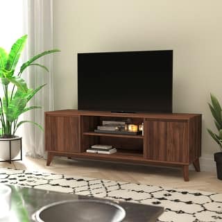 TV Stand with Adjustable Middle Shelf - Dual Soft Close Storage Doors