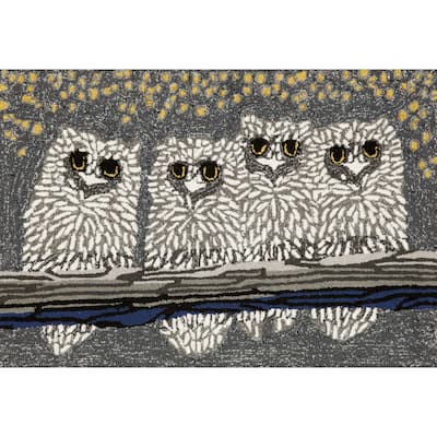 Liora Manne Frontporch Owls Indoor/Outdoor Rug - 2'6" x 4'