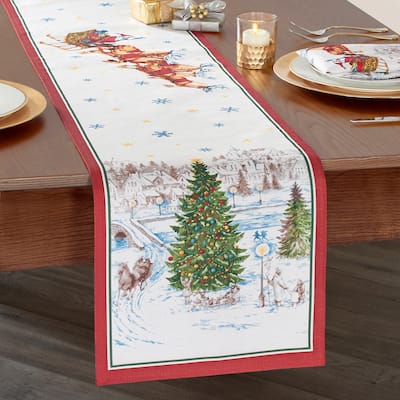 Santa's Snowy Sleighride Table Runner - 13"x70"