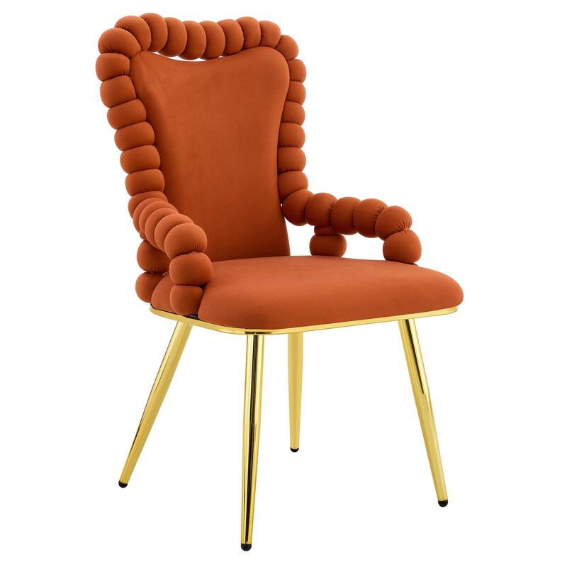 Set of 2, Velvet Dining Chairs with Metal Legs, Upholstered Accent Chairs with Armrests for Dining Room, Kitchen