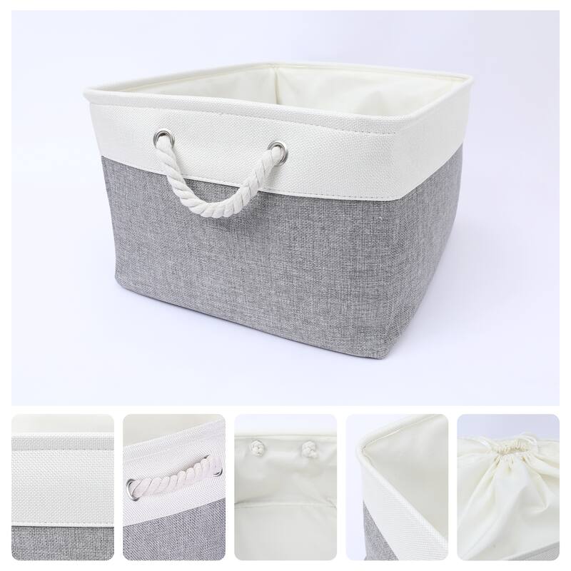 Storage Cube, Fabric Storage Bin with Handles for Closet, 1 Pack Storage Basket for Organizing Clothes Books - Grey/White - 18*14*10in