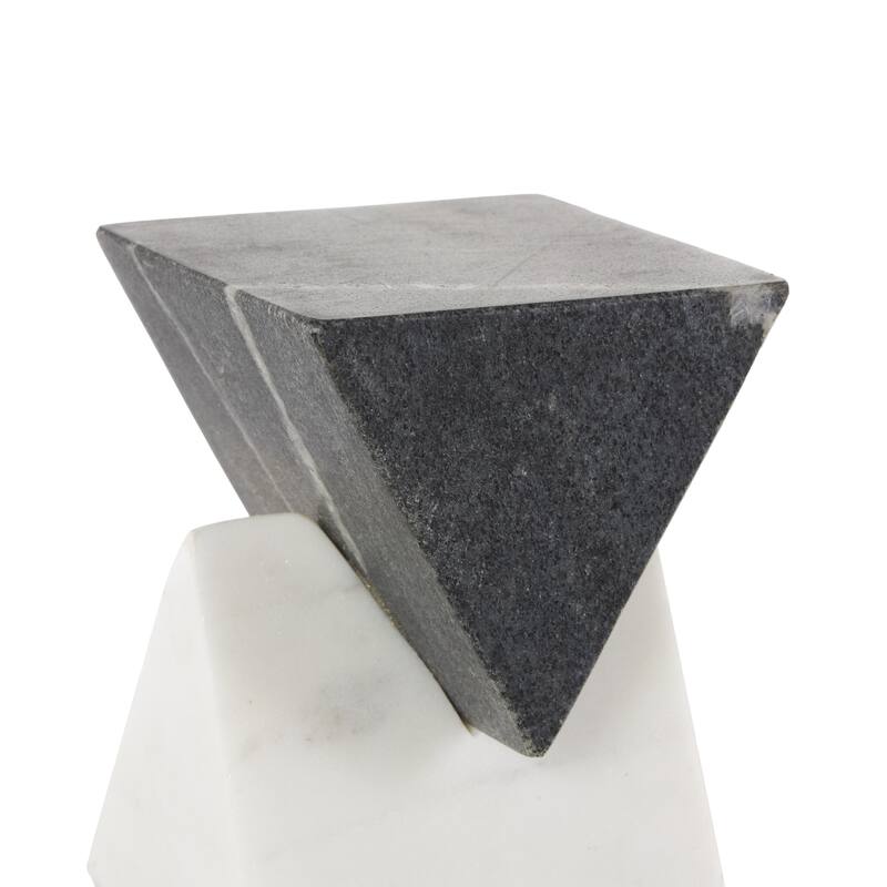White Marble Stacked Pyramid Geometric Decorative Sculpture