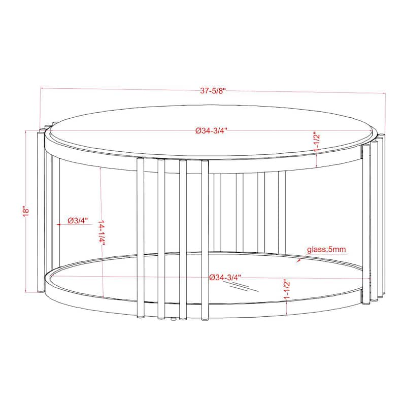 Roberts Glam Brass and White 28-inch Faux Marble 1-Shelf Drum Coffee Table by Furniture of America