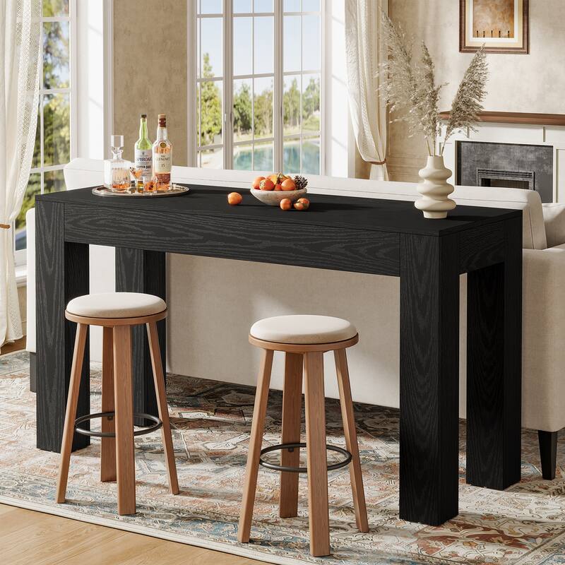 63" Long Bar Table, Wooden Counter Height Bar Table