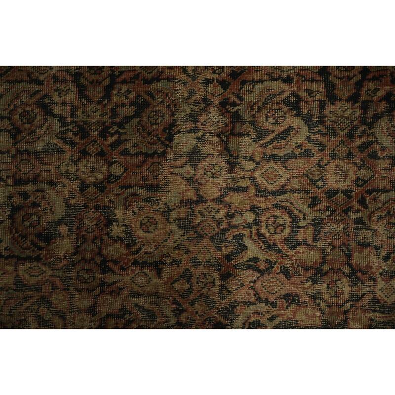 Hand Knotted Oriental 100% Wool Carpet Traditional All-Over Navy Blue & Blues Mahal Area Rug - 9' 11'' X 7' 1''