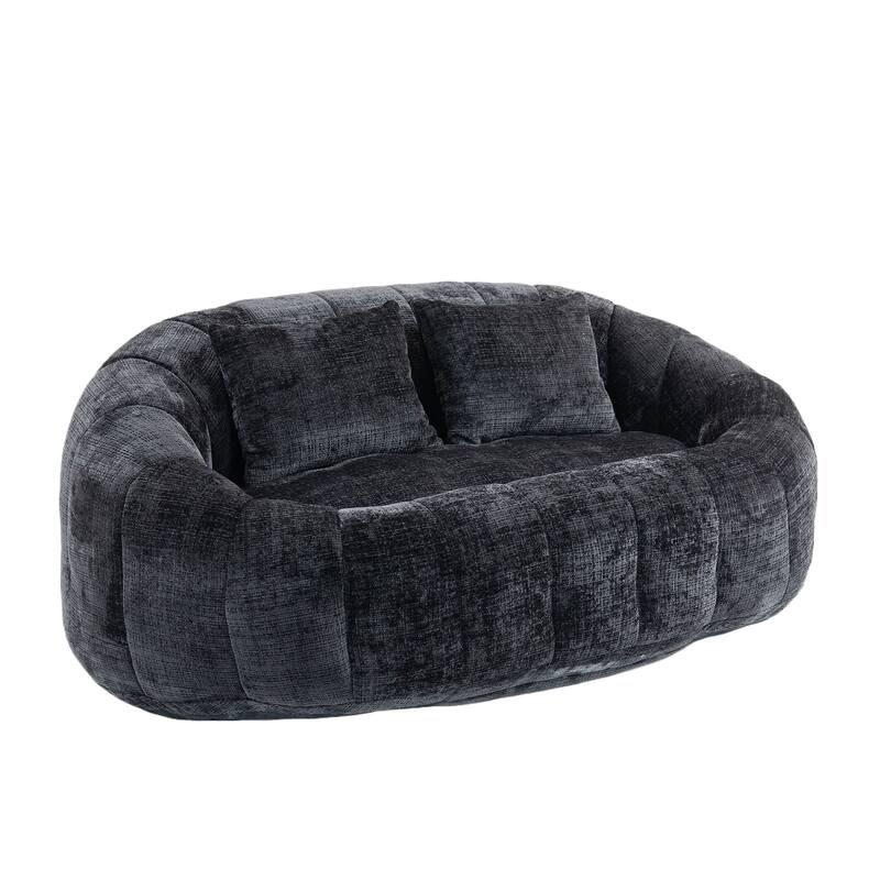HOMEFUN Chenille Upholstered Durable Comfort Lounger High Back Bean Bag Loveseat Sofa