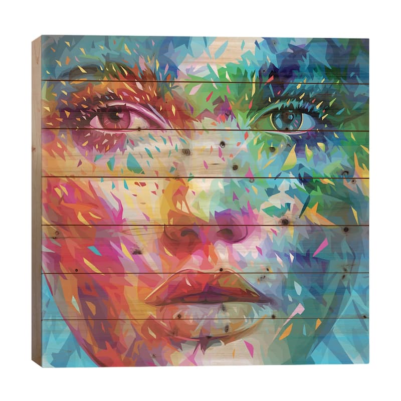 Bold Print On Wood by Alessandro Pautasso - Multi-Color - 26x26x1.5