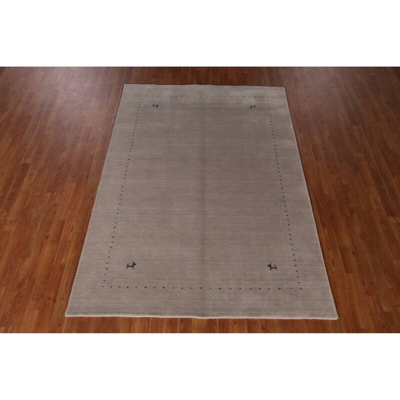 Hand Knotted Oriental 100% Wool Carpet Tribal Tribal Greys & Charcoal Gabbeh Area Rug - 7' 7'' X 5' 3''