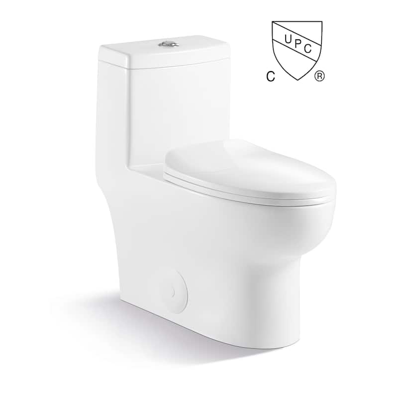 Casa Max 1-Piece 1.2/1.6 GPF Dual Flush Elongated Toilet in White Seat Included