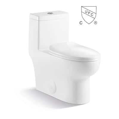 Casa Max 1-Piece 1.2/1.6 GPF Dual Flush Elongated Toilet in White Seat Included