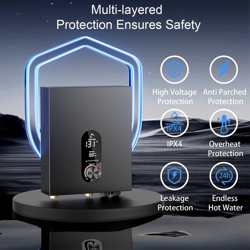 18KW Tankless Electric Water Heater, On Demand Instant Hot Water Heater with LED Temperature Display, 240V Wall Mounted