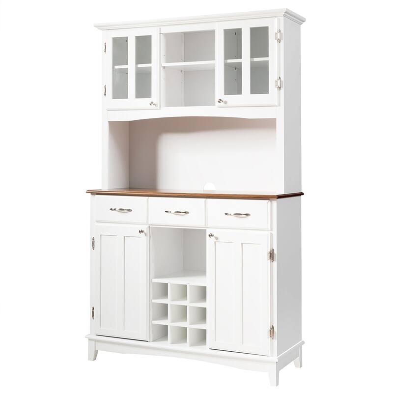 Wood Buffet Hutch Cabinet Kitchen Hutch Sideboard Buffet Cabinet - White
