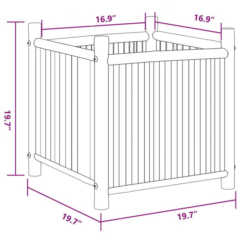 Outdoor Planter, Raised Design, 20 Inch Natural Brown Bamboo Finish