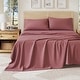 preview thumbnail 15 of 36, Linery & Co. Heathered Melange Cotton Jersey Knit Sheet Set King - Heathered Dusty Rose