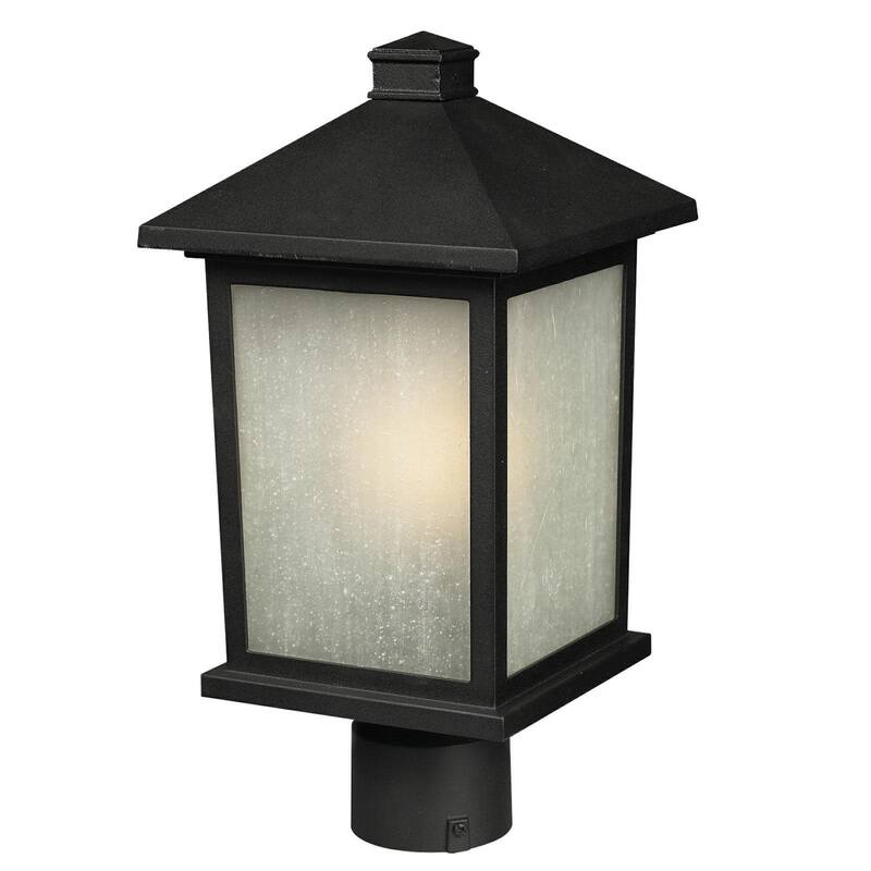 Z-Lite Holbrook 19" Tall 1 Light Outdoor Post Light with Seedy Glass - Black