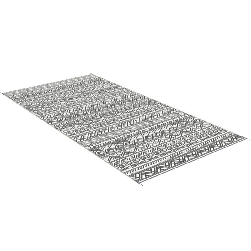 Reversible Outdoor Rug Boho Pattern, UV-Protected Foldable Polypropylene Mat with Carry Bag