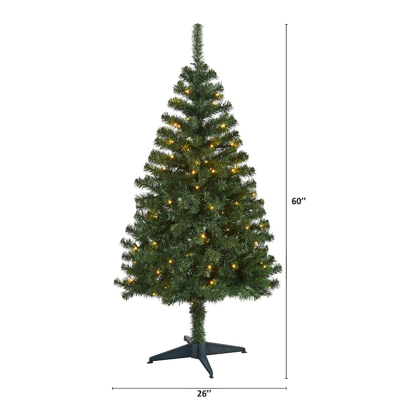 5ft. Pine Artificial Christmas Tree with 150 Clear LED Lights - Charming Festive Holiday X-Mas Glow
