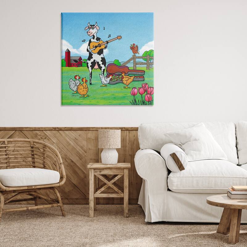 Stupell Busking Cow with Audience Canvas Wall Art Design By Roger Straub