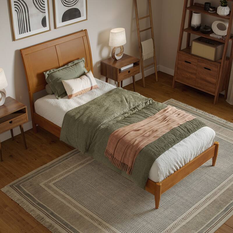 Valencia Solid Wood Low Profile Sleigh Platform Bed