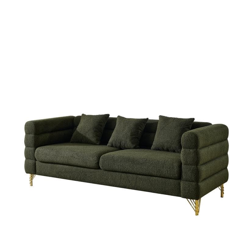 81" Three-Seater Teddy Upholstered Sofa, Ivory