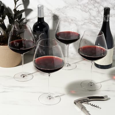 Reserve Inez Crystal Burgundy Glasses by Viski (set of 4)