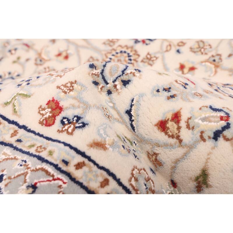 ECARPETGALLERY Hand-knotted Nain Cream Silk, Wool Rug - 2'9 x 16'3