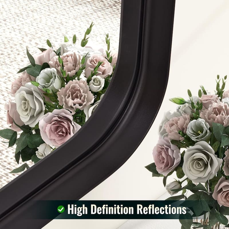 Organnice Rectangular Aluminum Framed Modern Rounded Wall Mount Mirror
