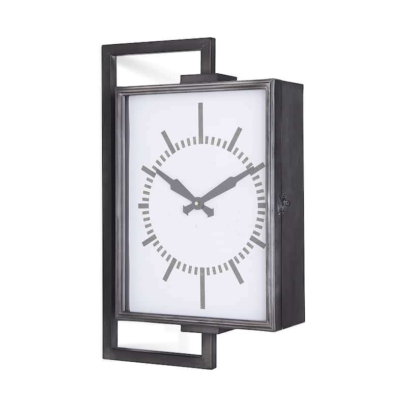 Hagar Dark Grey Metal Rectangular Wall Clock - 14.5"W x 5.1"D x 22"H - 14.5"W x 5.1"D x 22"H - Black