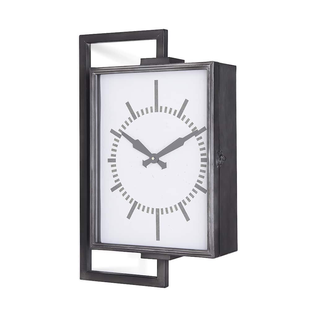 Hagar Dark Grey Metal Rectangular Wall Clock - 14.5"W x 5.1"D x 22"H
