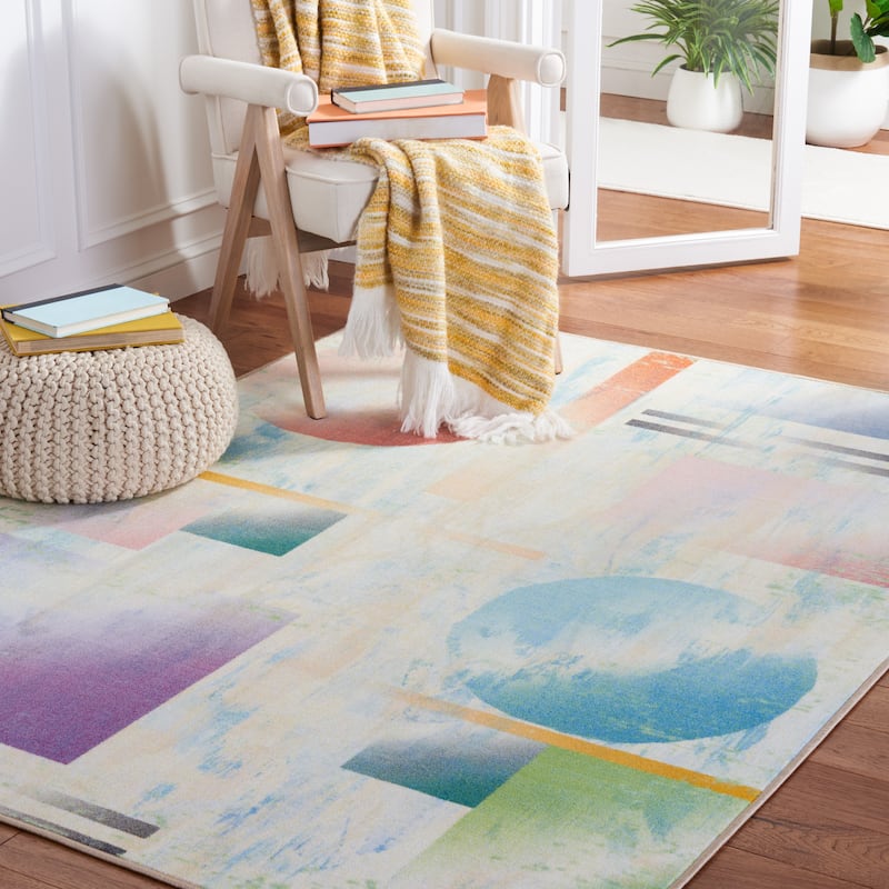 SAFAVIEH Kids Playhouse Machine Washable Slip Resistant Cassandra Rug - 7'9" x 10' - Blue/Ivory