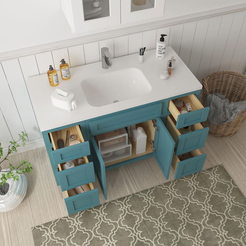Vanity Art 48" Oak Freestanding Bathroom Vanity Cabinet without Top