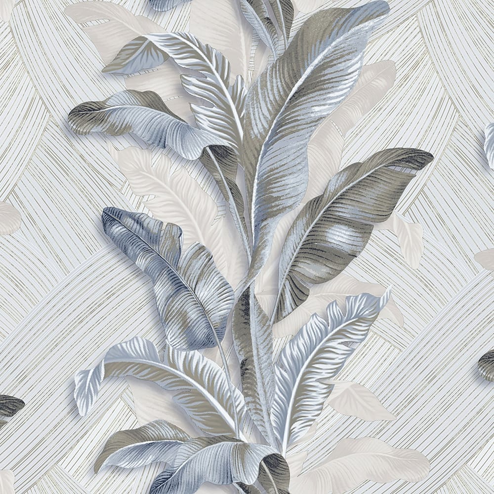 Galerie Wallcoverings Stratum Collection Palma Leaf Vinyl on Non-woven Metallic Wallpaper Roll Double Width