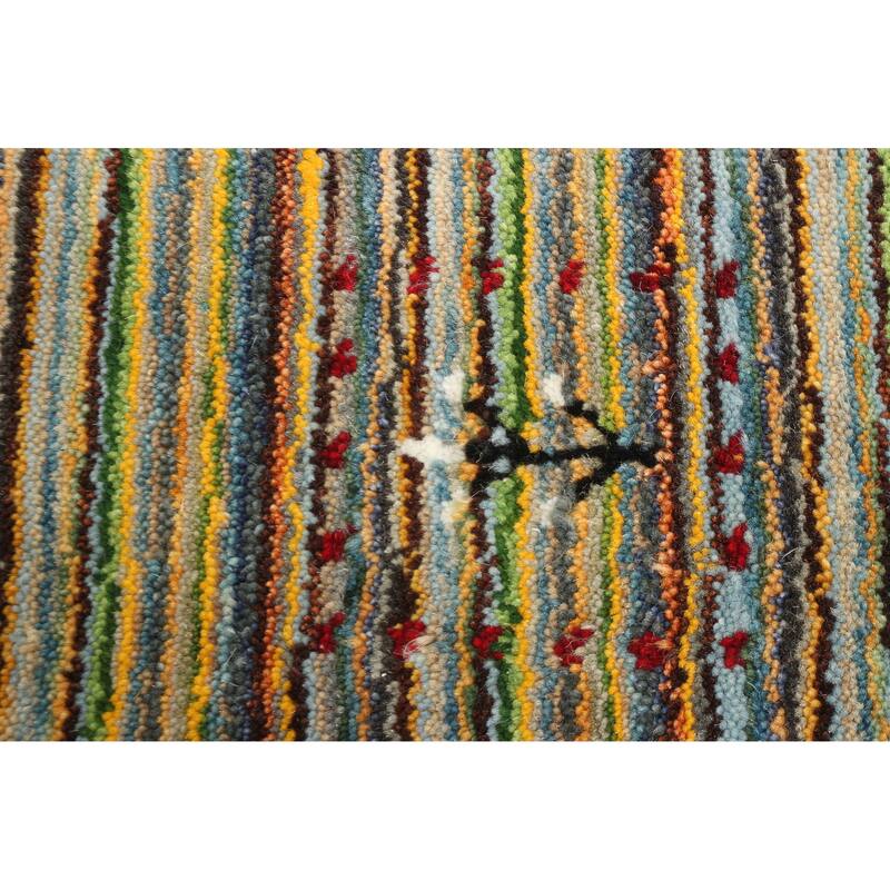 ECARPETGALLERY Hand Loomed Kashkuli Gabbeh Green Wool Rug - 4'0 x 5'9