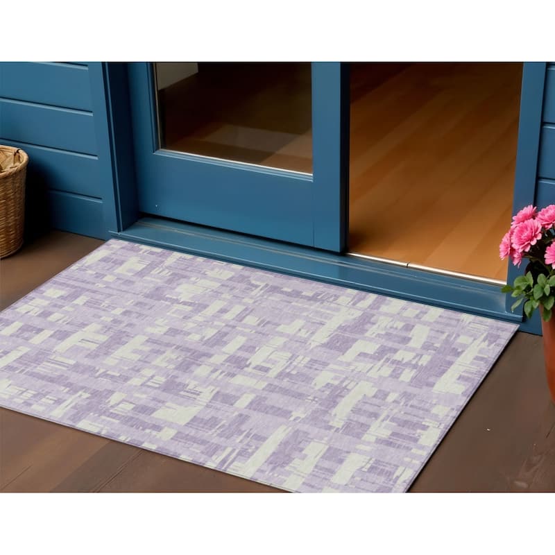 HomeRoots Striped Transitional Rectangle Outdoor Rug - 3' x 5'