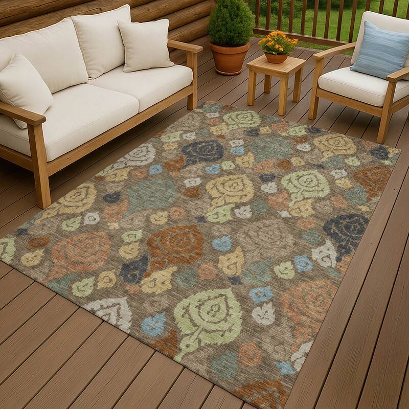 Machine Washable Indoor/ Outdoor Casual Zona Chantille Rug - Chocolate - 10' x 14'