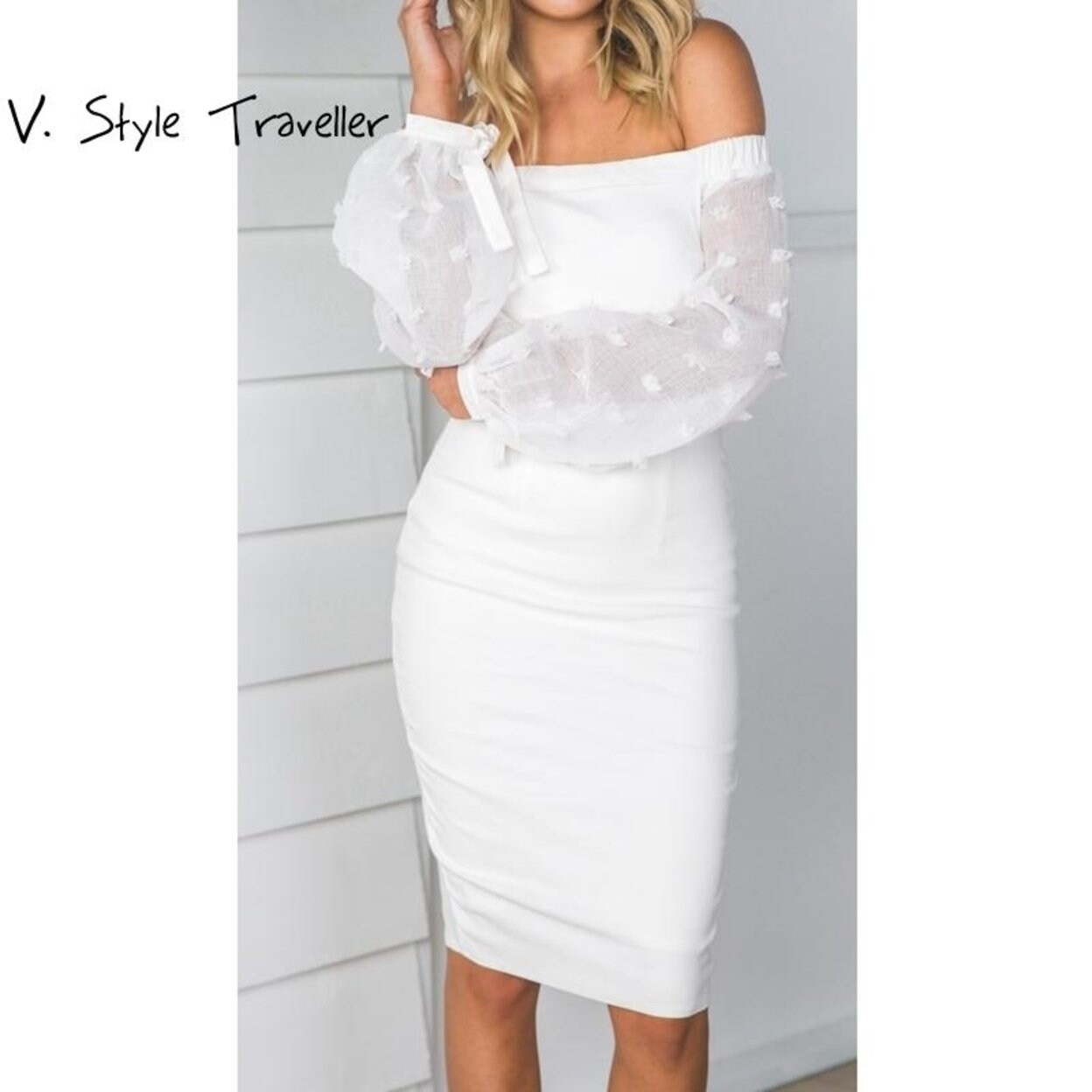Shop Summer Style Vintage White Dress Women Long Sleeves Casual