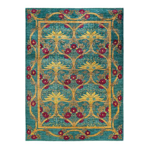Overton Arts & Crafts One-of-a-Kind Hand-Knotted Area Rug - Green, 9' 9" x 13' 4" - 9' 9" x 13' 4"
