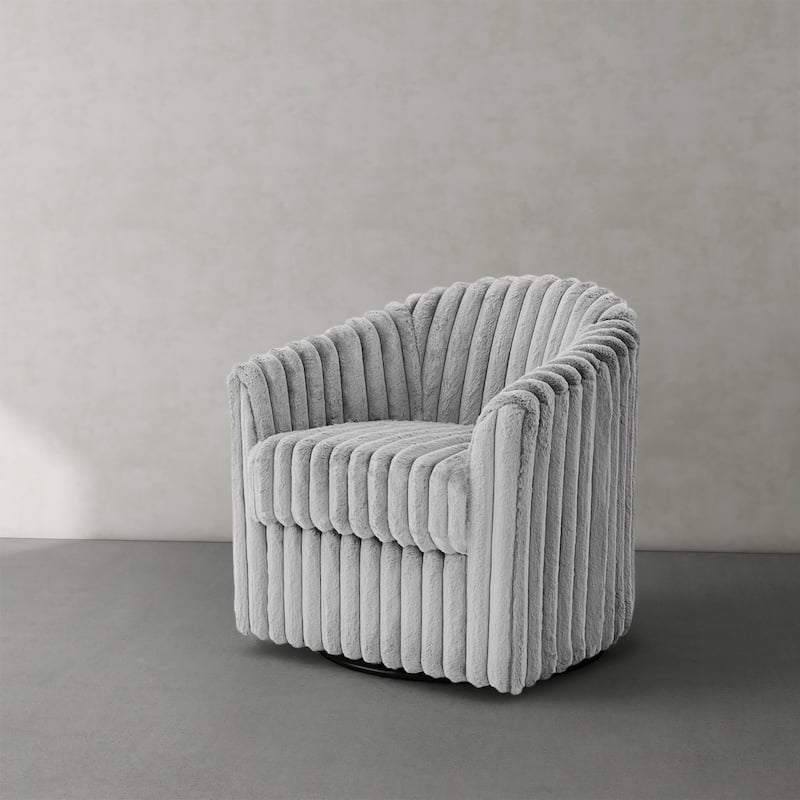 Daniel 49" Upholstered Plush Corduroy Swivel Barrel Accent Chair