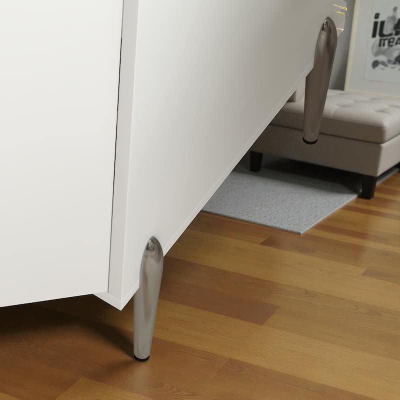 Modern 2-Door Wine Bar Cabinet with Bottle Storage Rack and Adjustable Shelf, Buffet Sideboard for Kitchen or Coffee Bar