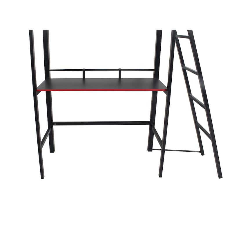 X Rocker Fortress Black Gaming Bunk w/ Built-in Desk and Shelves