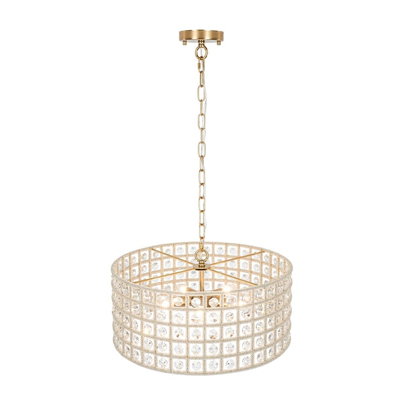Glam 5-Light Drum Caged Radiant Crystal Chandelier - N/A