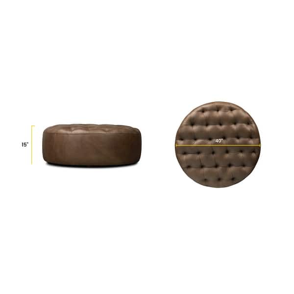 dimension image slide 1 of 2, Poly & Bark Ascot Ottoman - Full Grain Genuine Italian Leather