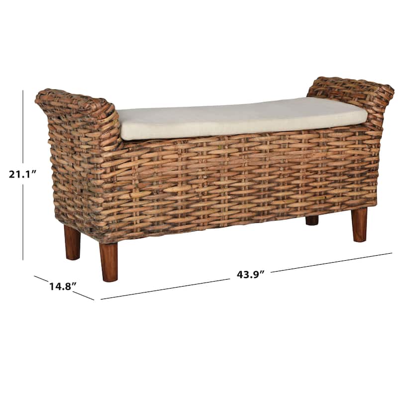 SAFAVIEH Danna Brown Bench - 43.9" x 14.8" x 21.1" - 44"W x 15"D x 21"H