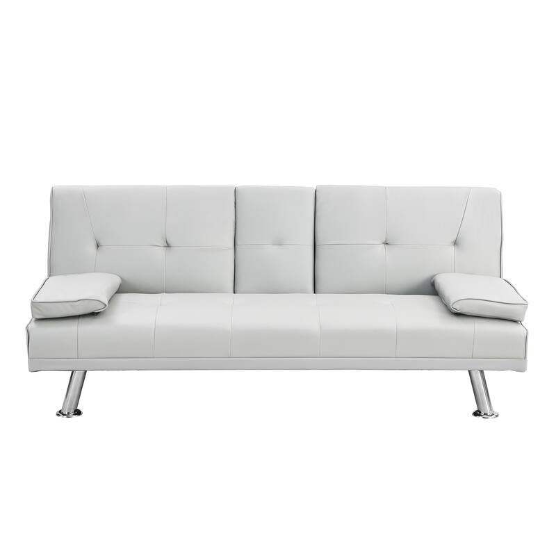 Wooden frame lounge chair with armrests stainless steel legs - White