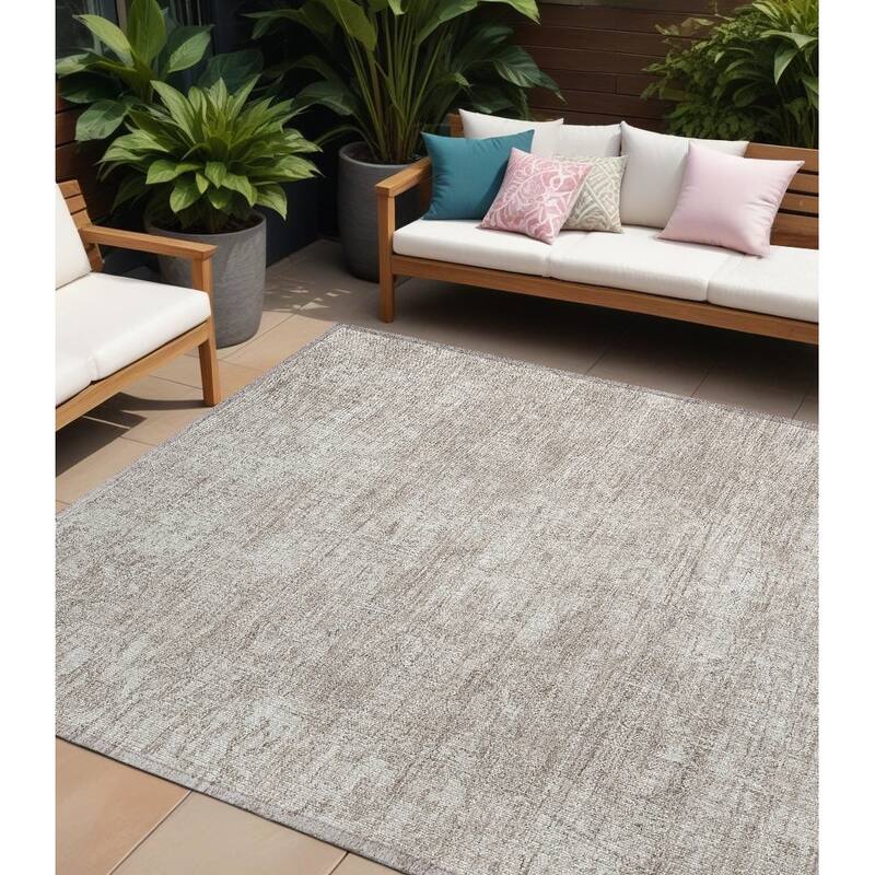 Bane Artistic Abstract Weather Resistant Versatile Elegance Outdoor Rug - 10' X 14' - Ivory