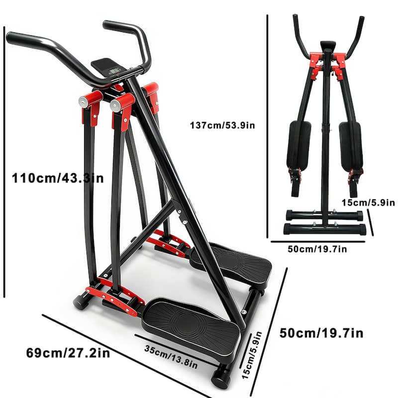 Air Walking Elliptical Machine, Foldable Cardio Cross Trainer Glider for Full-Body with LCD Display