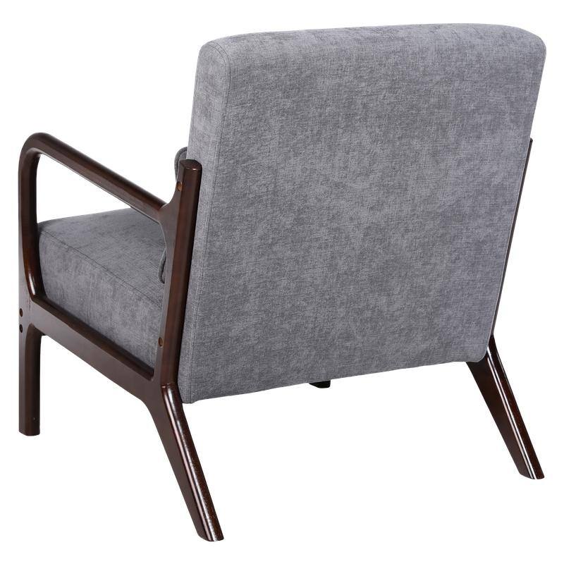 Mid-Century Modern Accent Chair with Solid Wood Frame and Detachable Lumbar Pillow for Living Room or Bedroom