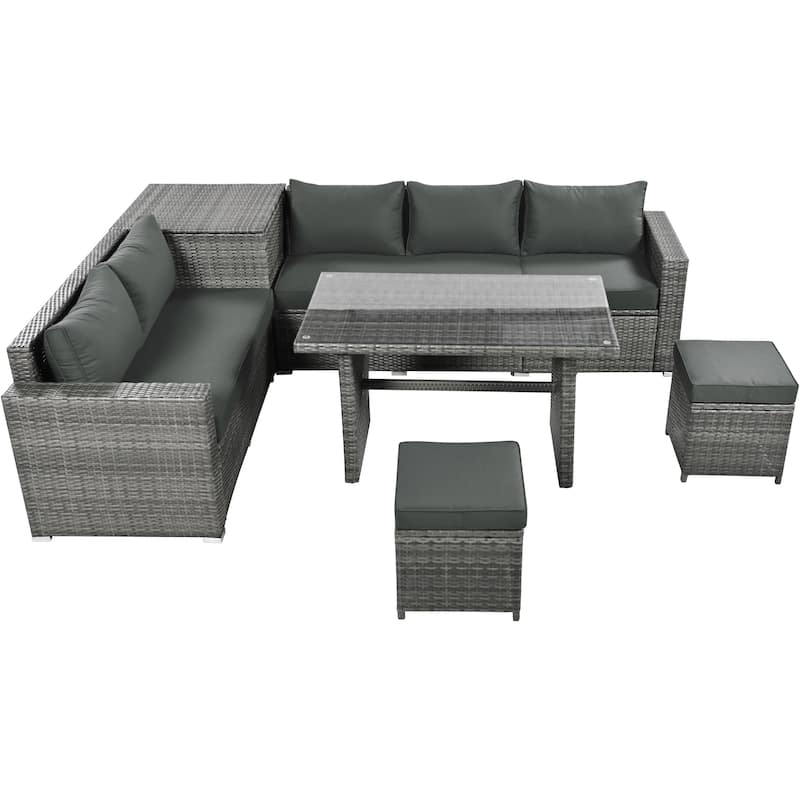 Outdoor 6-Piece All Weather PE Rattan Sofa Set