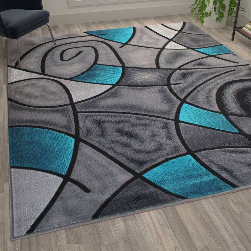 Modern Olefin Accent Area Rug - Abstract Pattern